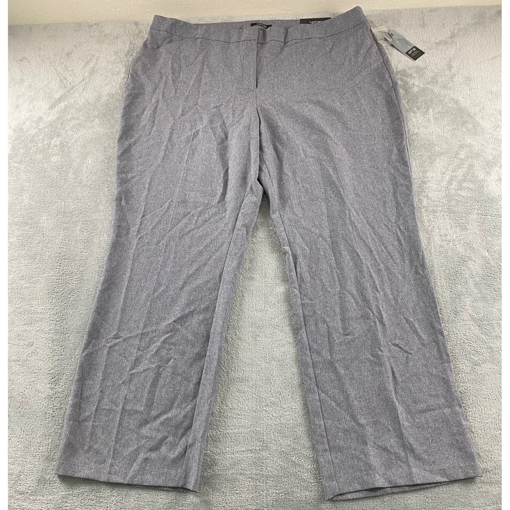 Apt 9 Modern Essentials Womens 22W Heather Gray Straight Leg Dress Pants NWT